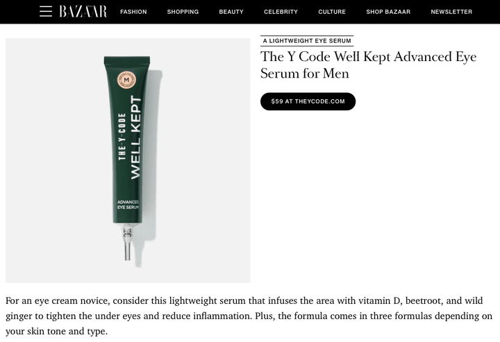 THE Y CODE FEATURED IN HARPER'S BAZAAR