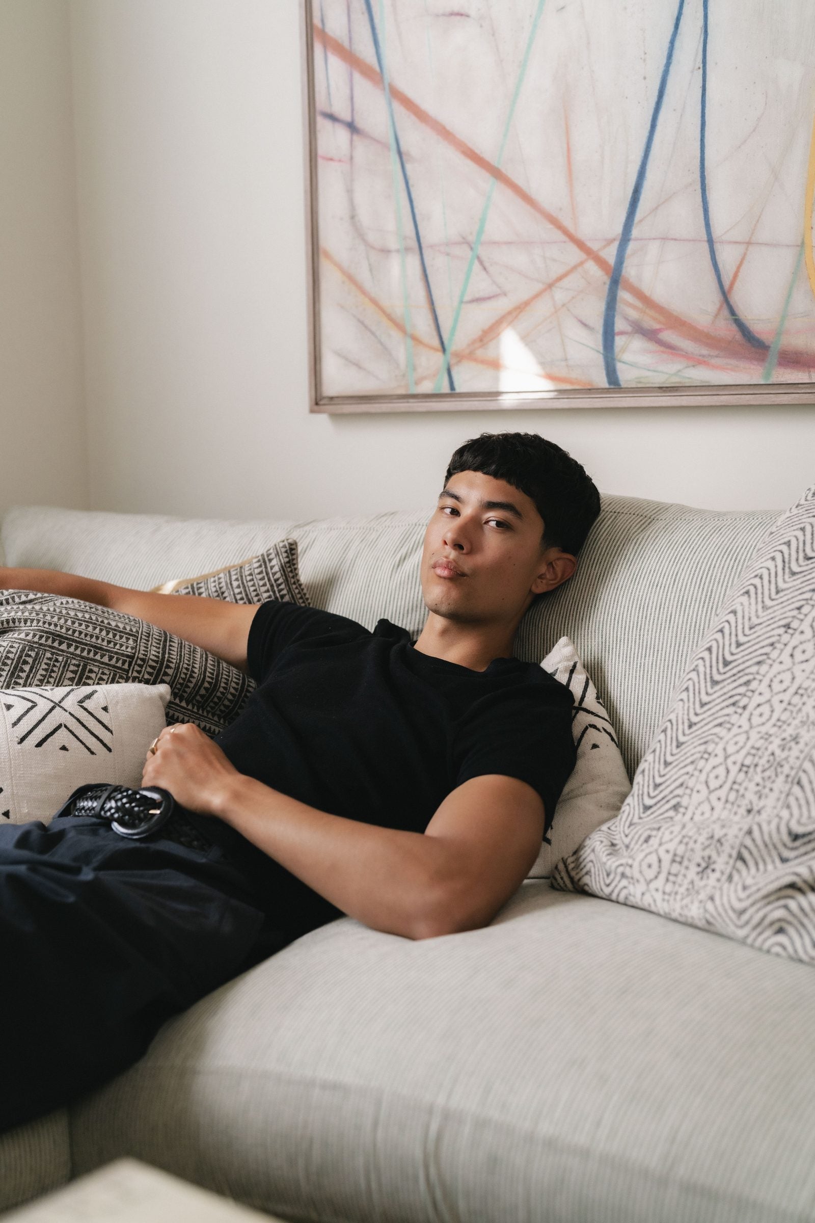 A man relaxing at home